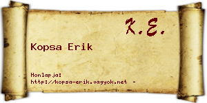 Kopsa Erik névjegykártya